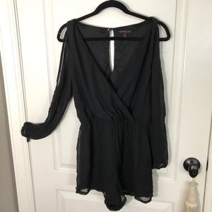 Material Girl Sheer-Sleeve Romper
